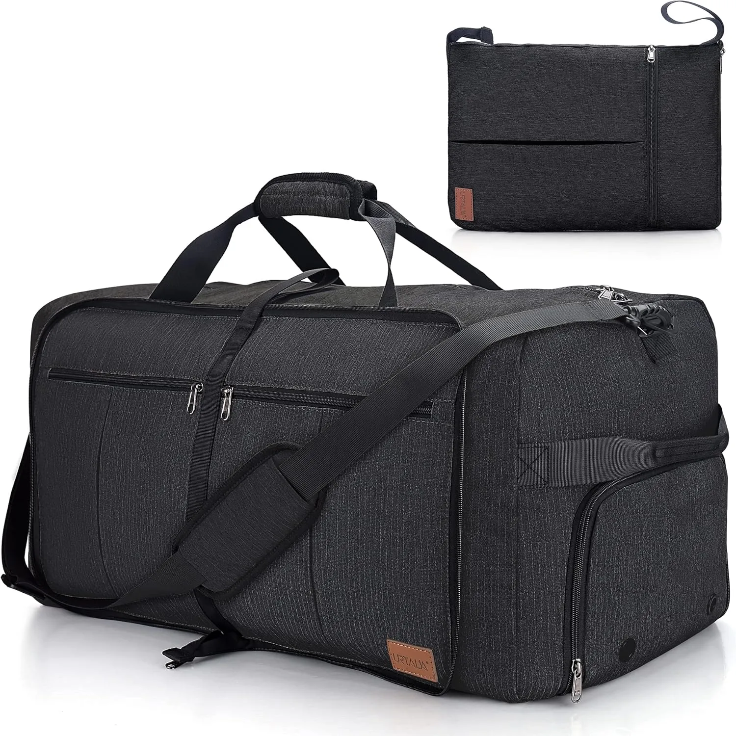 100L Travel Duffle Bag for Men, Urtala 32 Large Duffle Bag for Traveling with Shoe Compartment, Foldable Travel Duffel Bag Weekender Bag Gym Bag for Men Women Waterproof & Tear Resistant (Black)