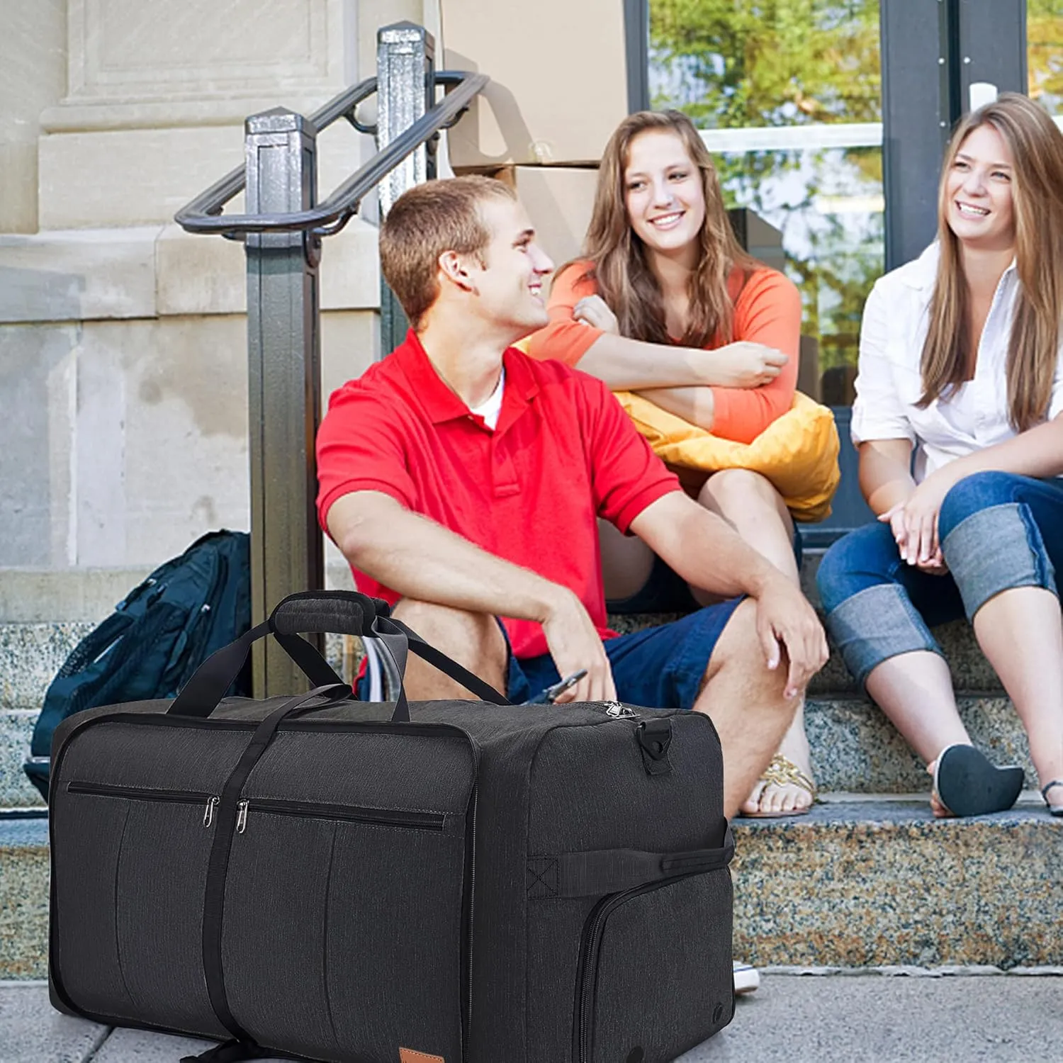 100L Travel Duffle Bag for Men, Urtala 32 Large Duffle Bag for Traveling with Shoe Compartment, Foldable Travel Duffel Bag Weekender Bag Gym Bag for Men Women Waterproof & Tear Resistant (Black)