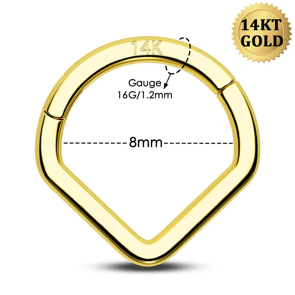14K Solid Gold V-Shape Septum Ring