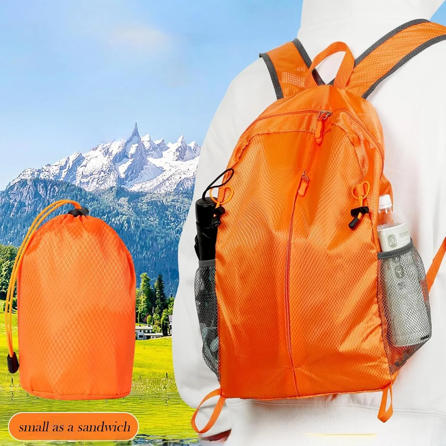 15L Lightweight Packable Backpack, Foldable Hiking Bag, Travel Backpack for Women Man, Waterproof Outdoor Camping Day Pack, Sky-blue