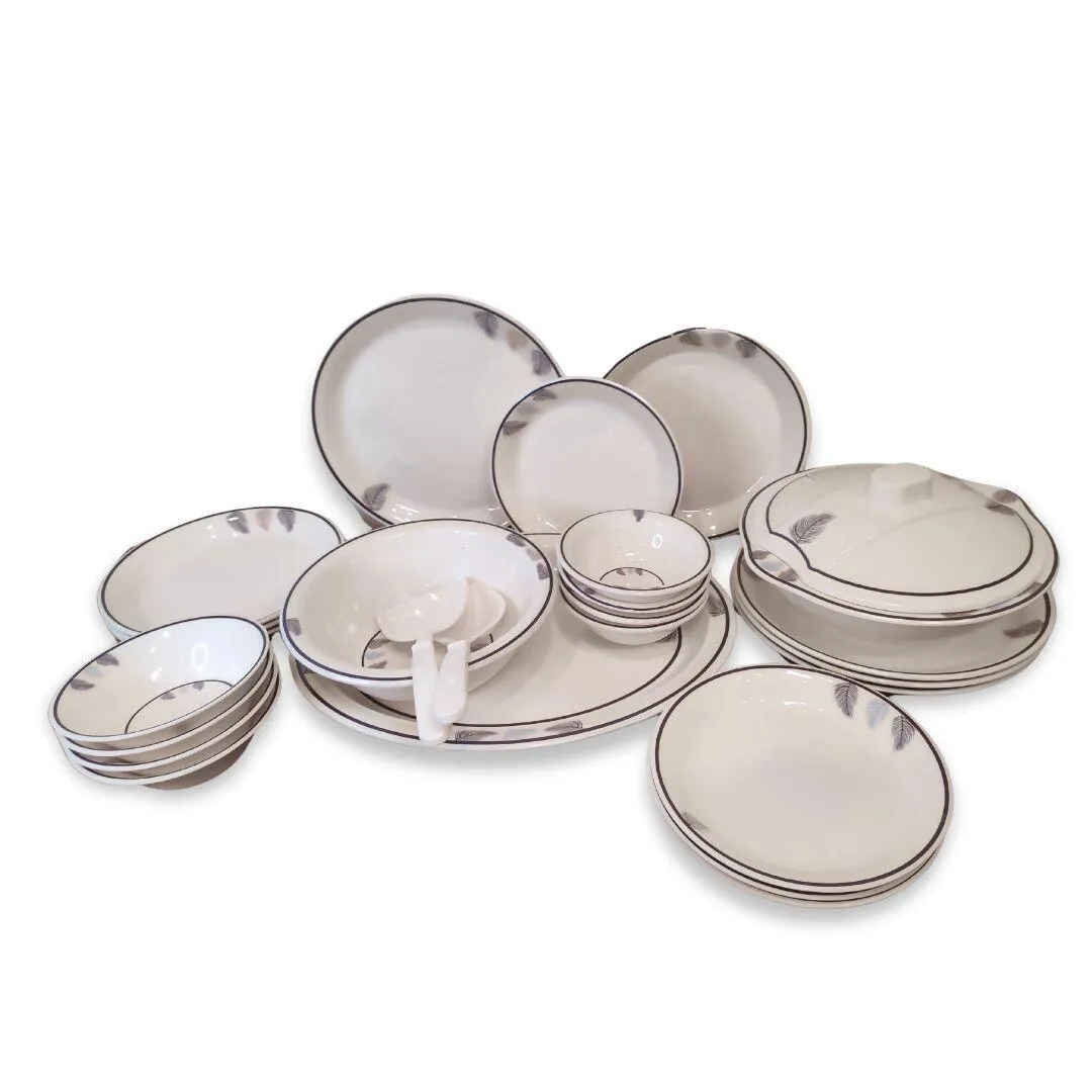 18 PCS 4 Person Premium Quality Melamine Double Glazed, Elegant Design Light Purple