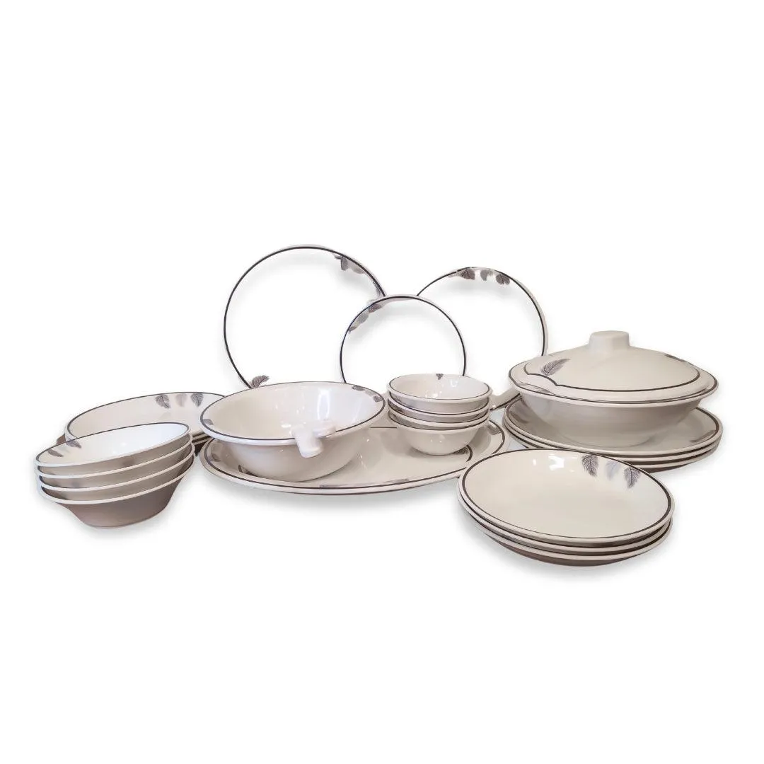 18 PCS 4 Person Premium Quality Melamine Double Glazed, Elegant Design Light Purple