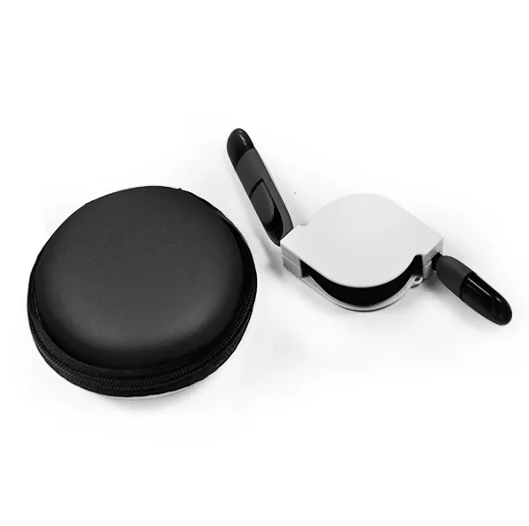 2 in 1 Retractable charging cable with EVA pouch