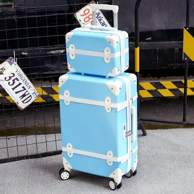 20''22''24''26''Abs Vintage Rolling Luggage Trolley Travel Bag Retro Suitcase With Spinner Wheels