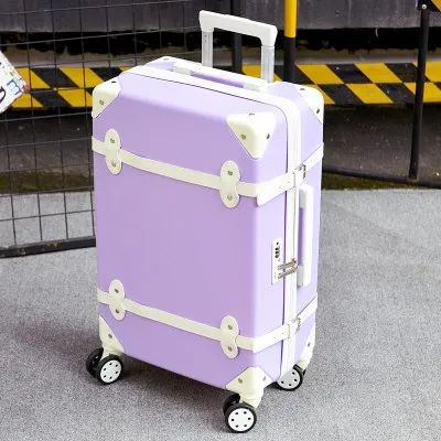 20''22''24''26''Abs Vintage Rolling Luggage Trolley Travel Bag Retro Suitcase With Spinner Wheels