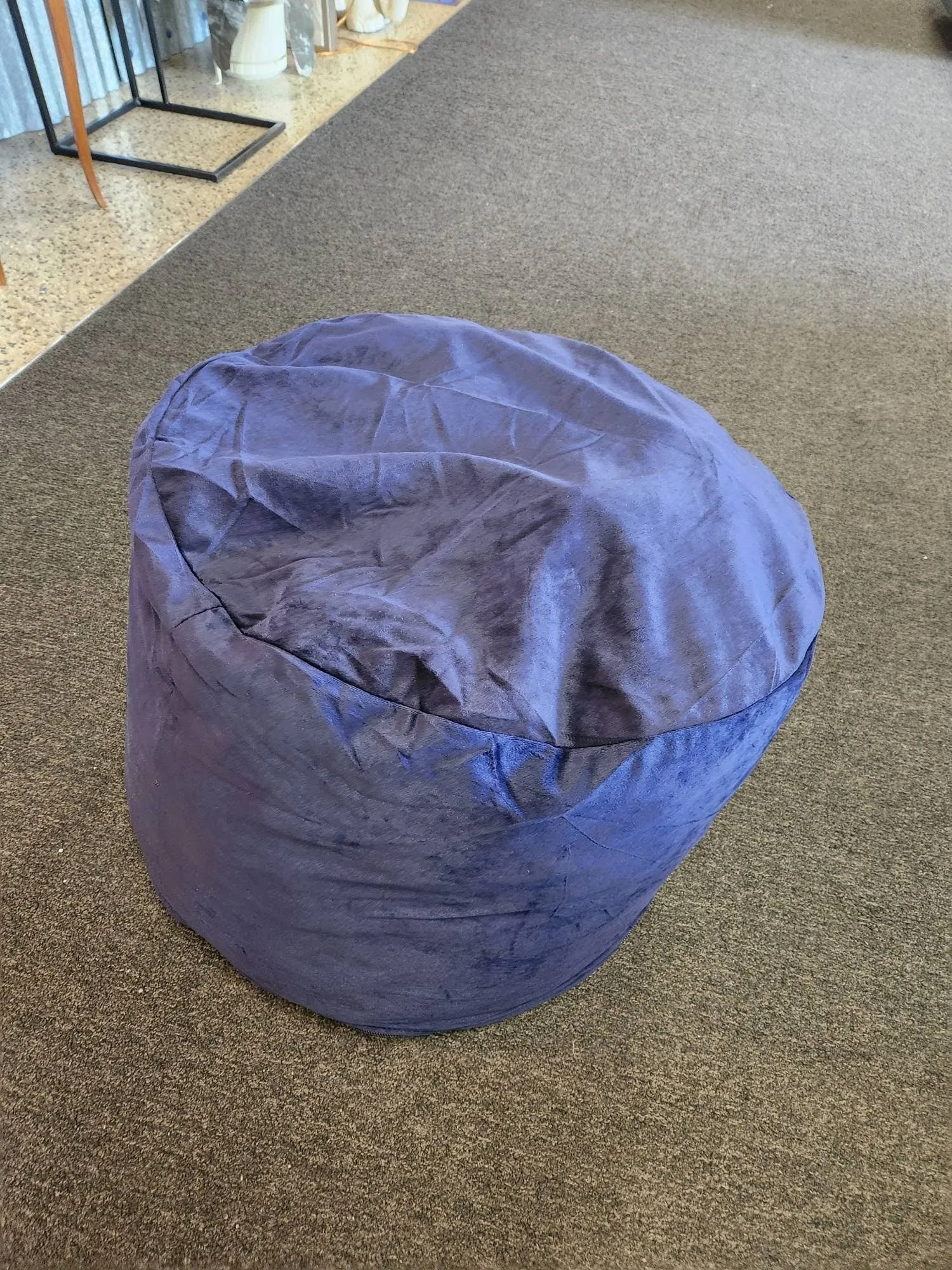 24" Round Blue Ottoman/ Bean Bag
