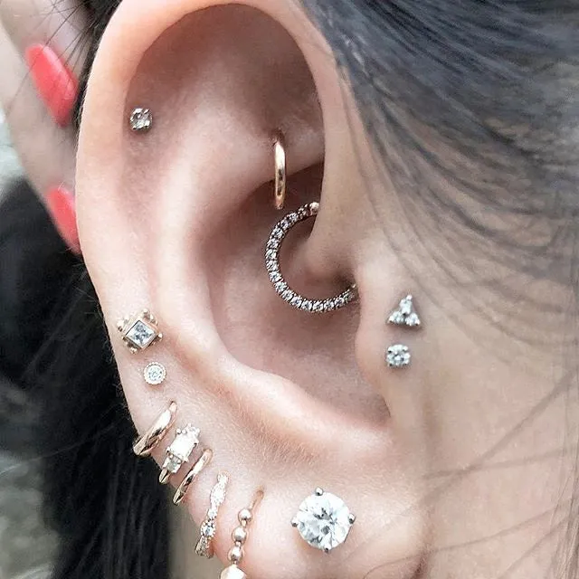 2mm Diamond Princess Earring by Maria Tash in Rose Gold