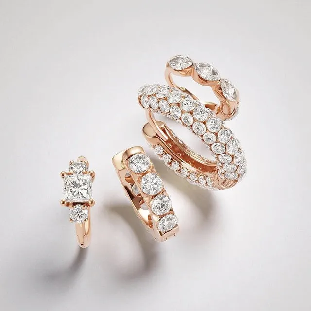 2mm Diamond Princess Earring by Maria Tash in Rose Gold