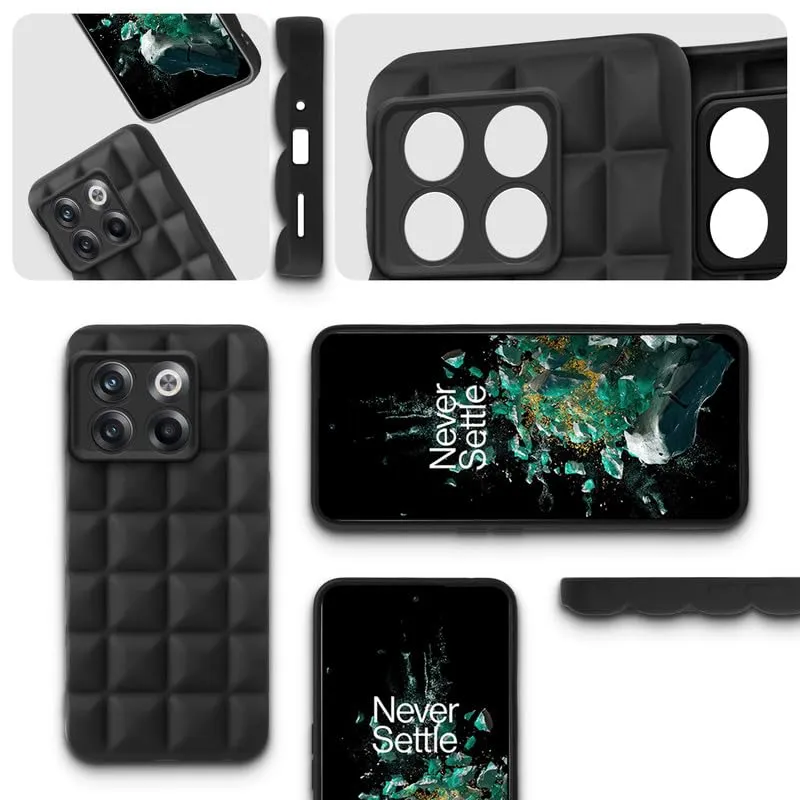 3D Grid Matte Silicone Phone Case Cover for OnePlus 10T 5G