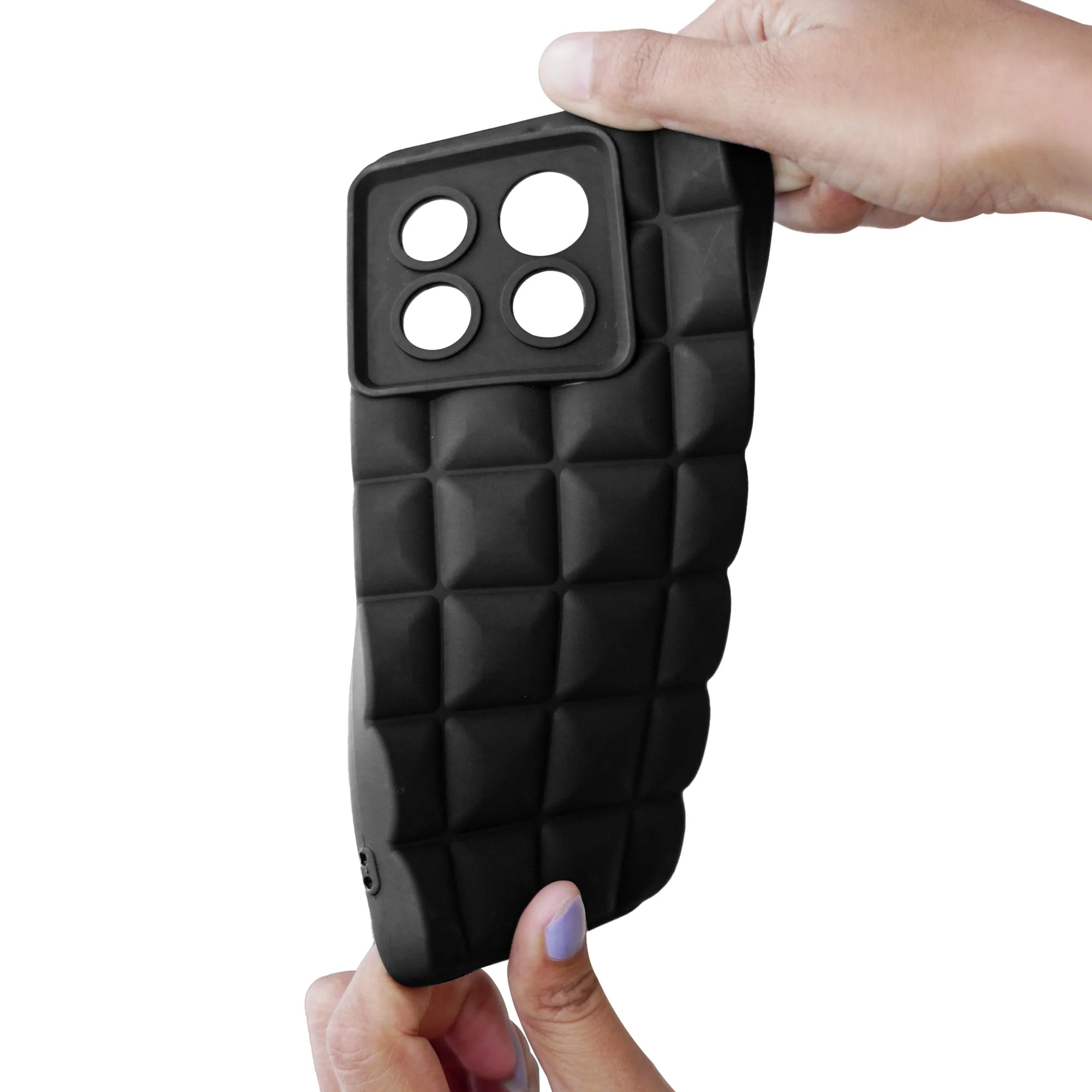 3D Grid Matte Silicone Phone Case Cover for - Oneplus 11 5G - Black