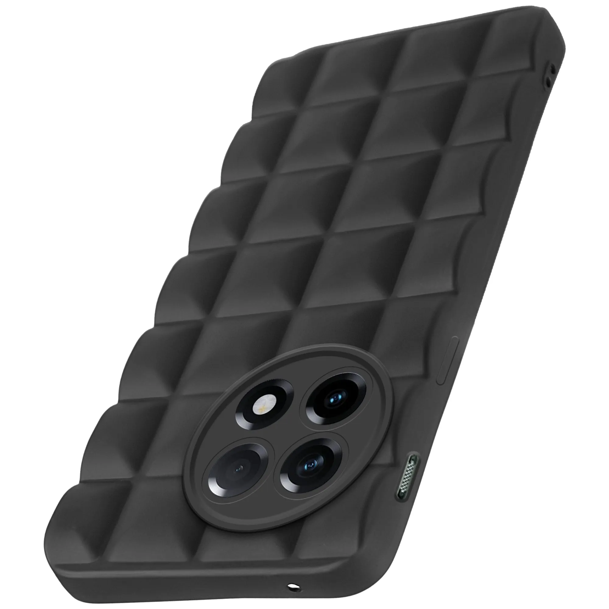 3D Grid Matte Silicone Phone Case Cover for - Oneplus 11 5G - Black