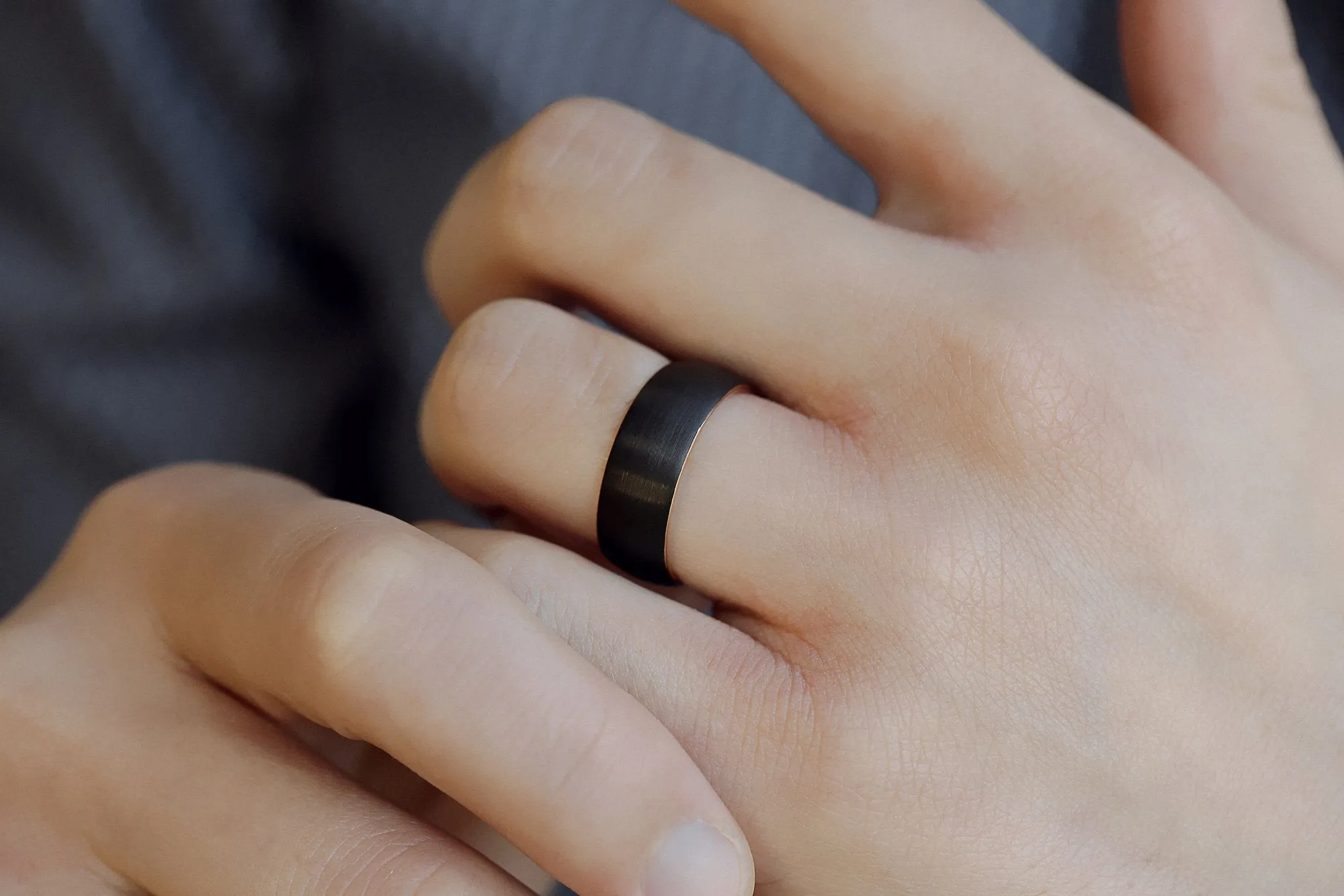 8mm Black Brushed Finish Men's Band