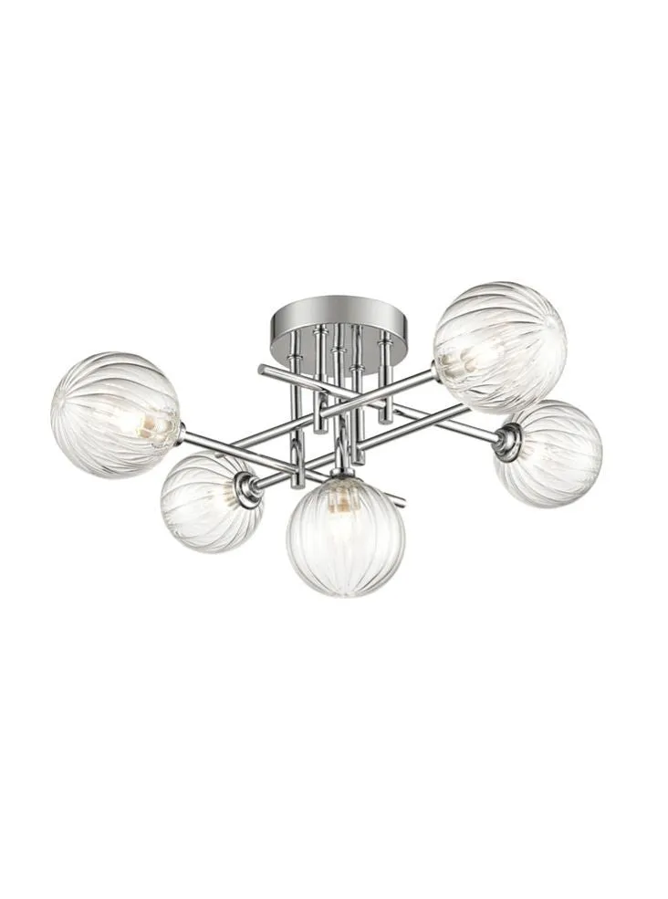Abstract 4/5Lt Bathroom Centre Ceiling Light IP44- Black & Brass/Chrome Finish