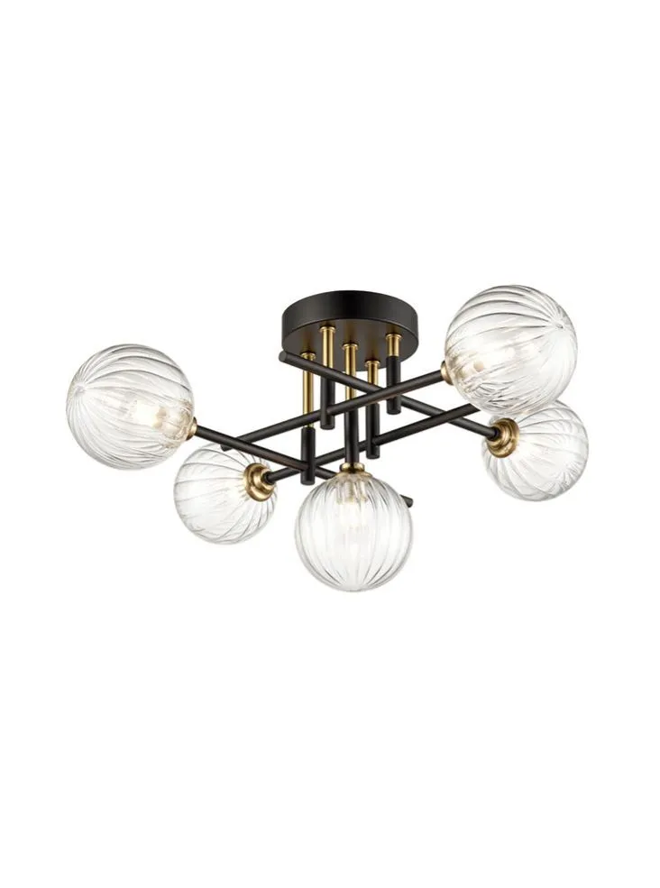 Abstract 4/5Lt Bathroom Centre Ceiling Light IP44- Black & Brass/Chrome Finish