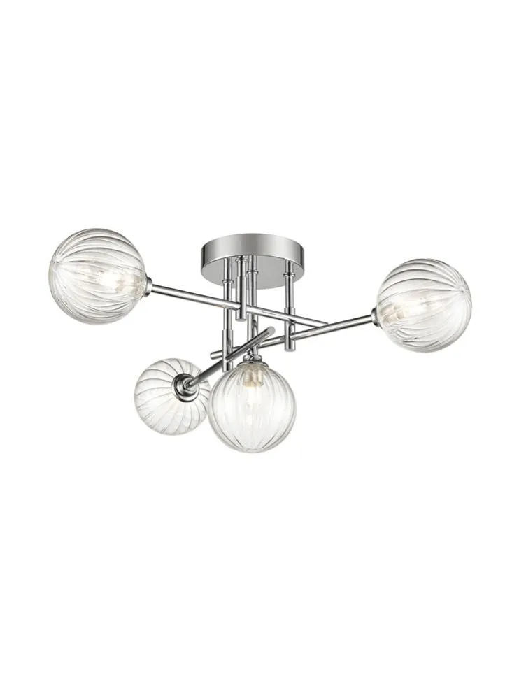 Abstract 4/5Lt Bathroom Centre Ceiling Light IP44- Black & Brass/Chrome Finish