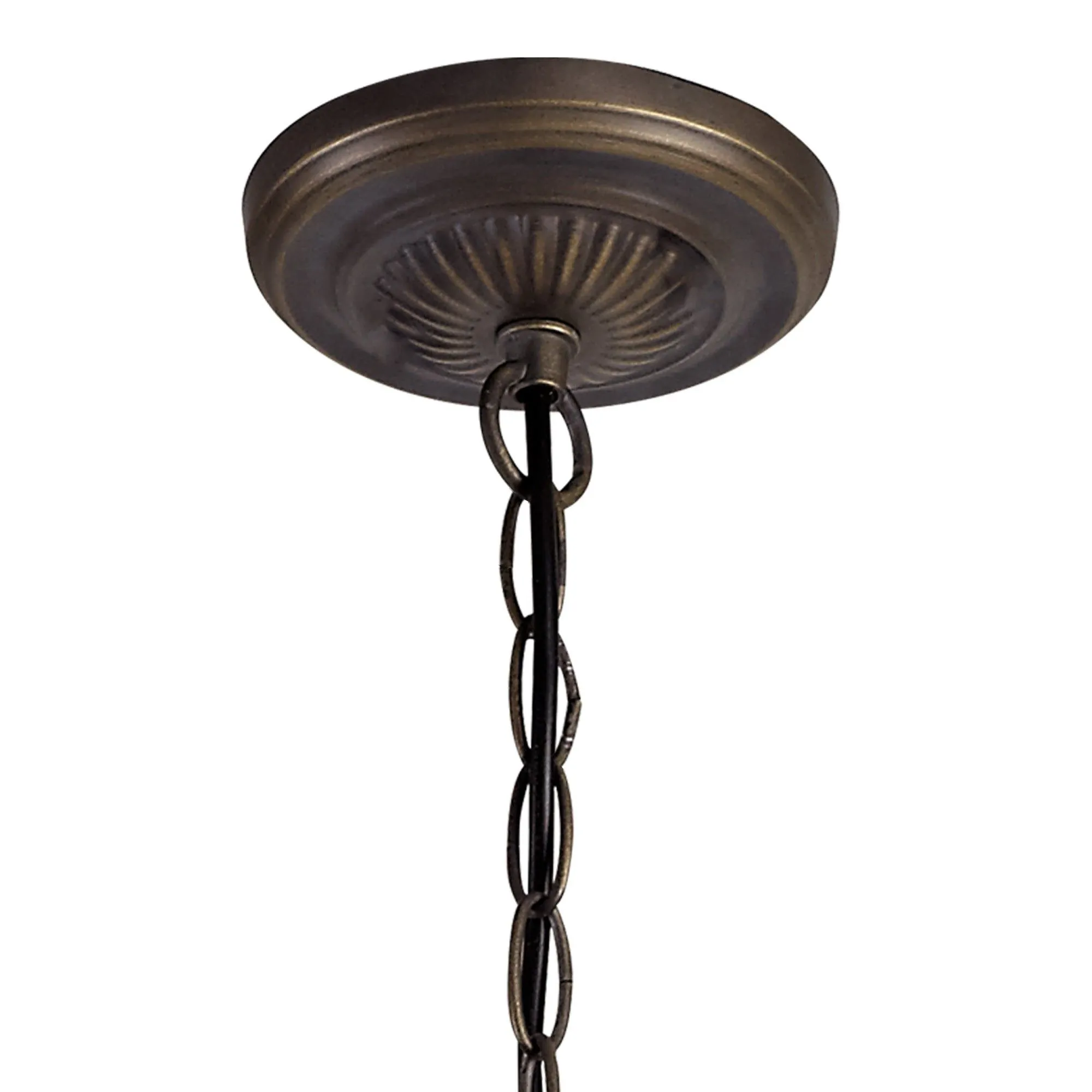 Aero 2 Light Uplighter Pendant E27 With 30cm Tiffany Shade, Beige/Clear Crystal/Aged Antique Brass