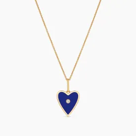 Amaya Heart Blue Enamel Necklace