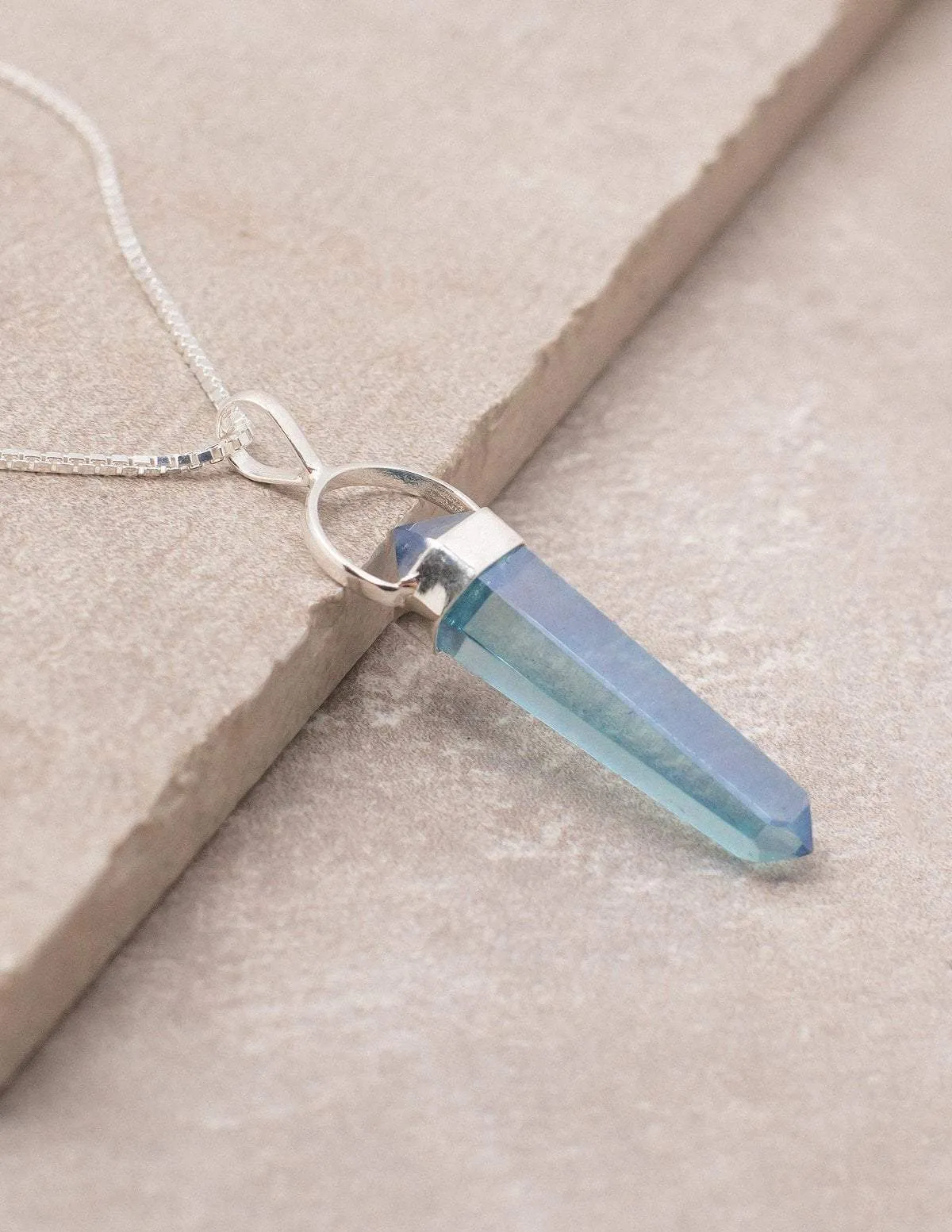 Aqua Aura Quartz Pendant Necklace
