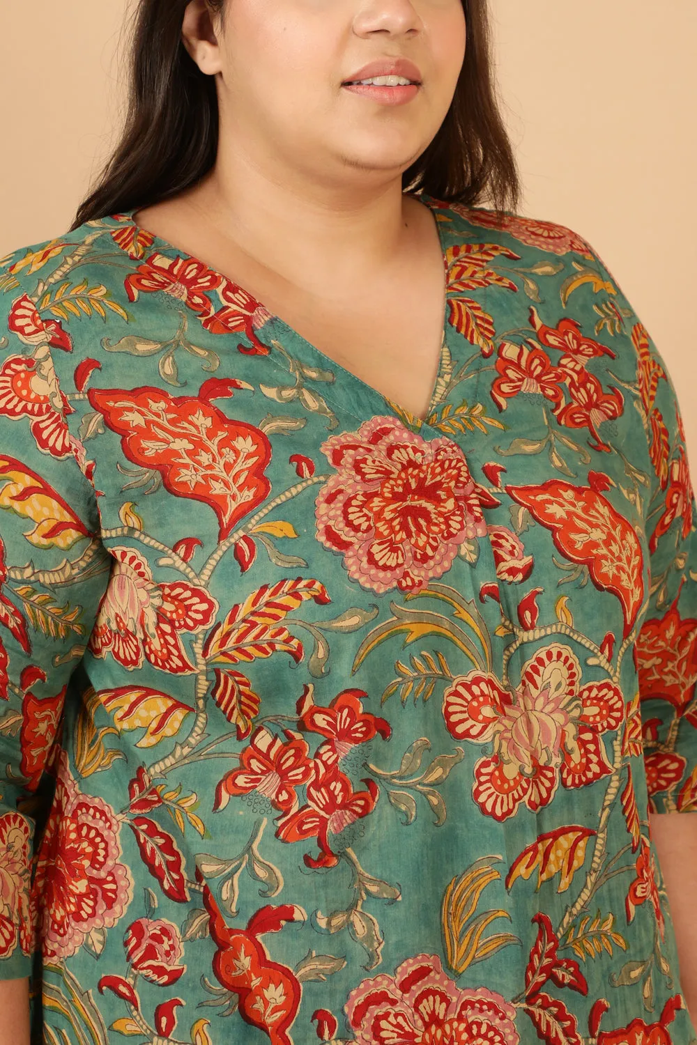 Authentic Handblock Printed Green Kurta