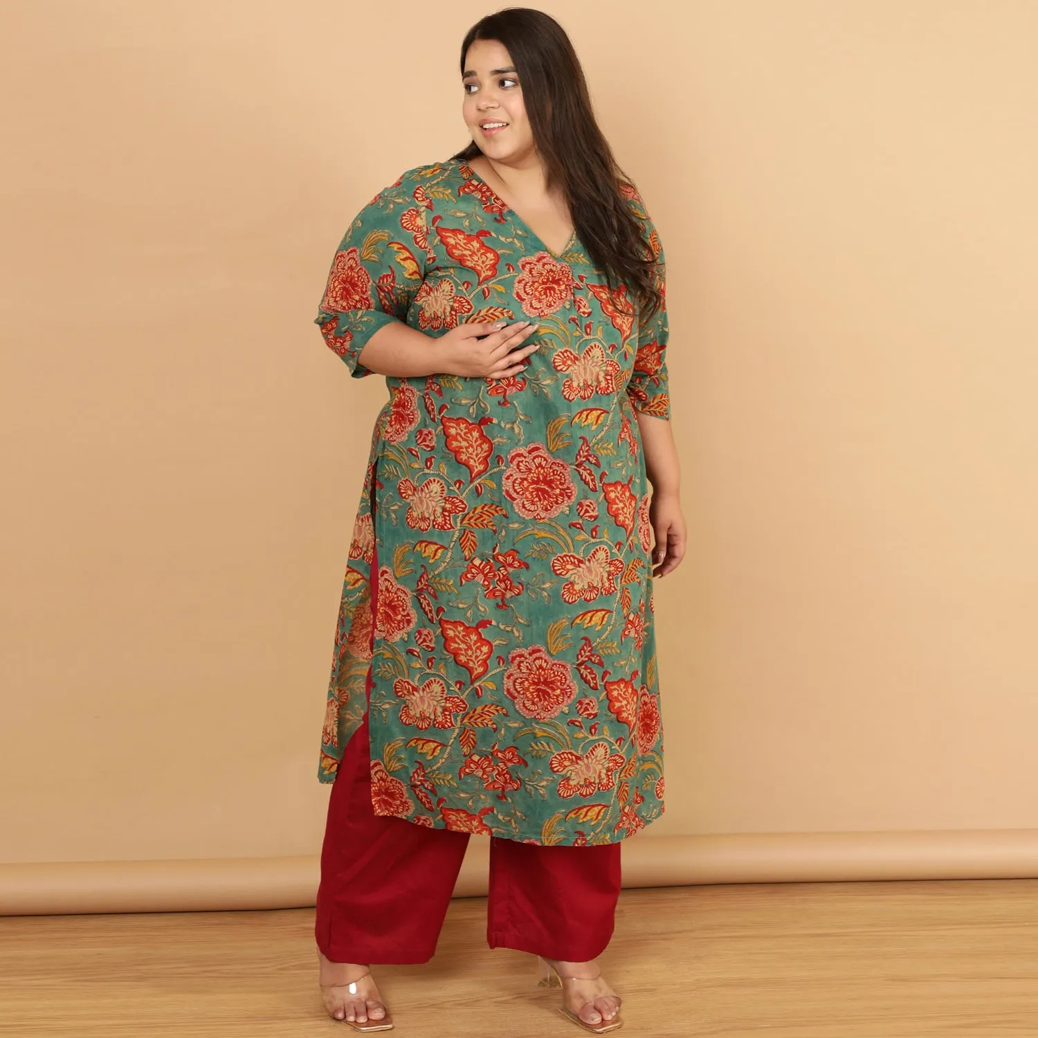Authentic Handblock Printed Green Kurta