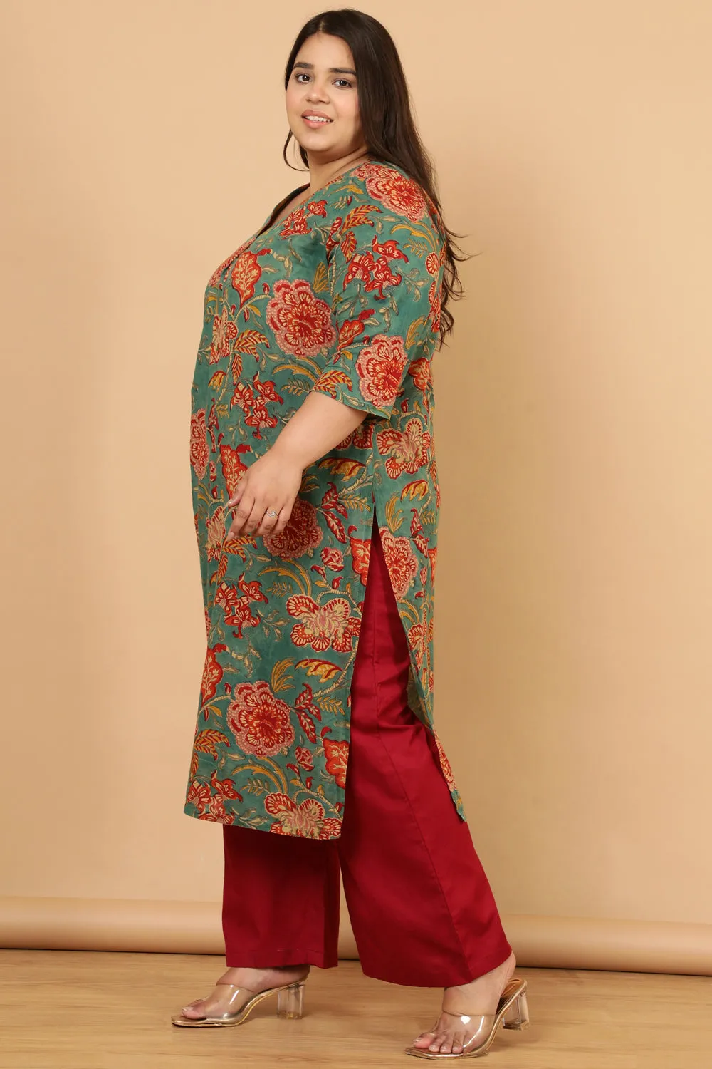 Authentic Handblock Printed Green Kurta