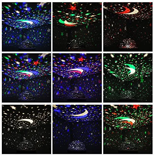BABY NIGHT LIGHT MOON STAR PROJECTOR 360 DEGREE ROTATION,ROMANTIC STARRY NIGHT LIGHT LAMP PROJECTION FOR WOMEN CHILDREN KIDS BEDROOM DECOR (PURPLE)