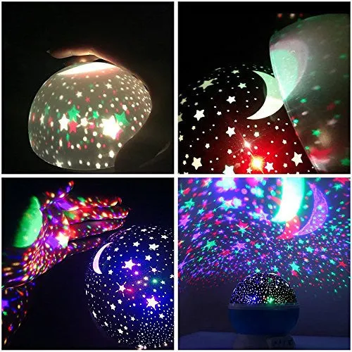 BABY NIGHT LIGHT MOON STAR PROJECTOR 360 DEGREE ROTATION,ROMANTIC STARRY NIGHT LIGHT LAMP PROJECTION FOR WOMEN CHILDREN KIDS BEDROOM DECOR (PURPLE)