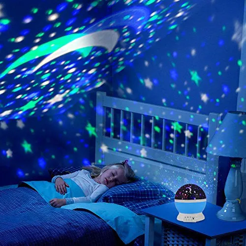 BABY NIGHT LIGHT MOON STAR PROJECTOR 360 DEGREE ROTATION,ROMANTIC STARRY NIGHT LIGHT LAMP PROJECTION FOR WOMEN CHILDREN KIDS BEDROOM DECOR (PURPLE)