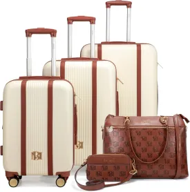 Badgley Mischka Mia Luggage Set   Madalyn Weekender   Belt Bag Bundle (Champagne)