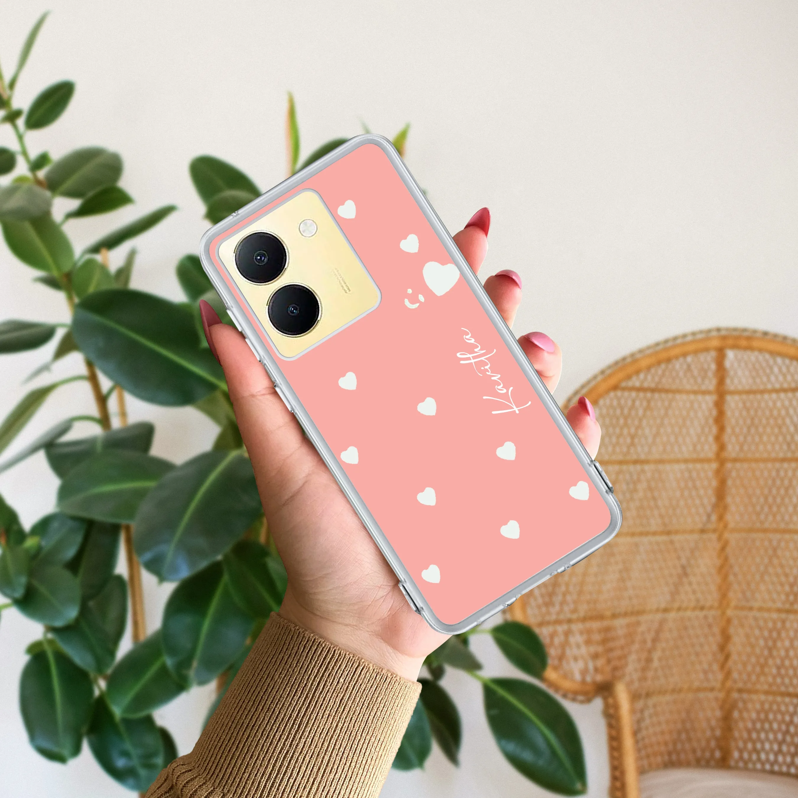 Be Loved Customize Transparent Silicon Case Peach For Vivo