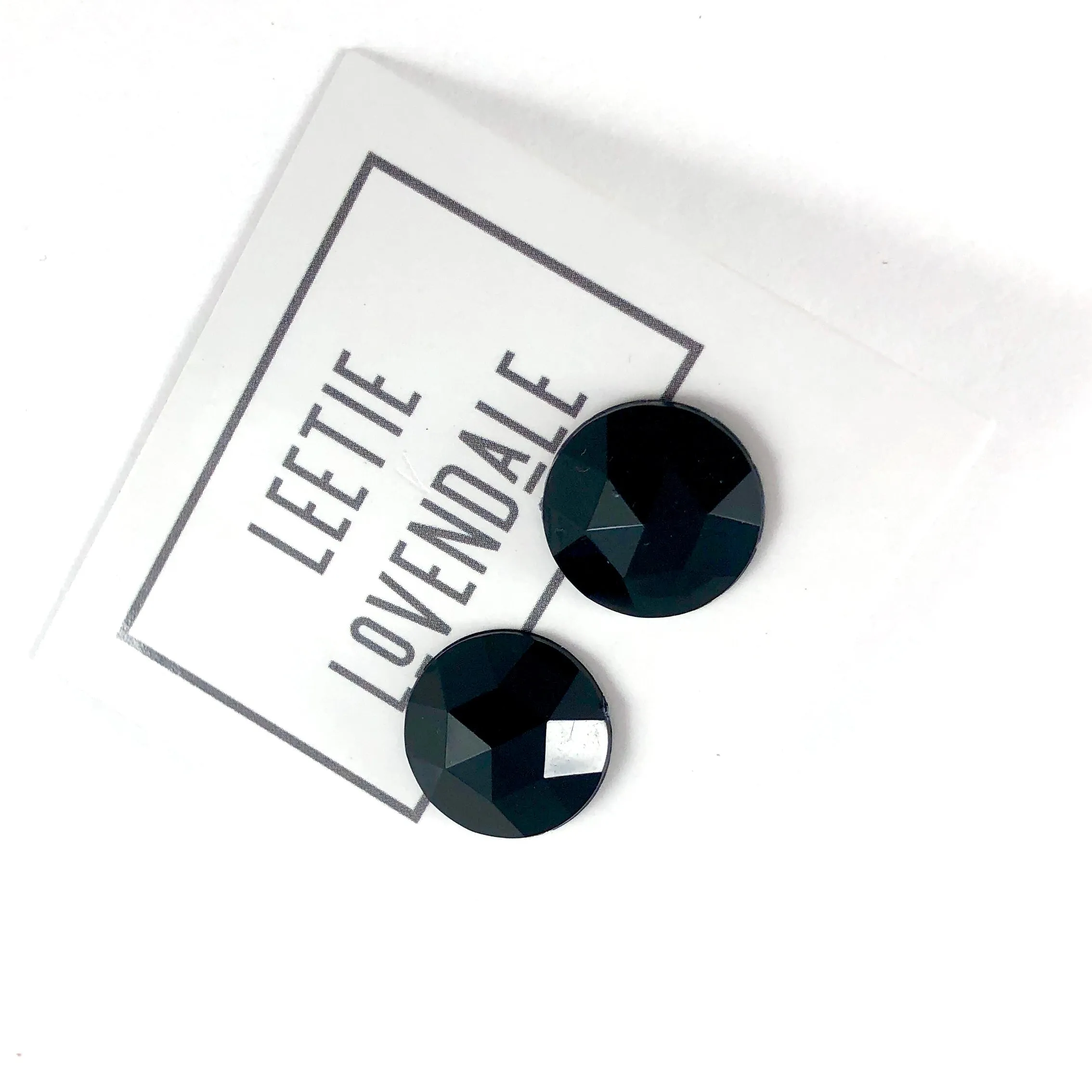 Black Faceted Vintage Lucite Stud Earrings