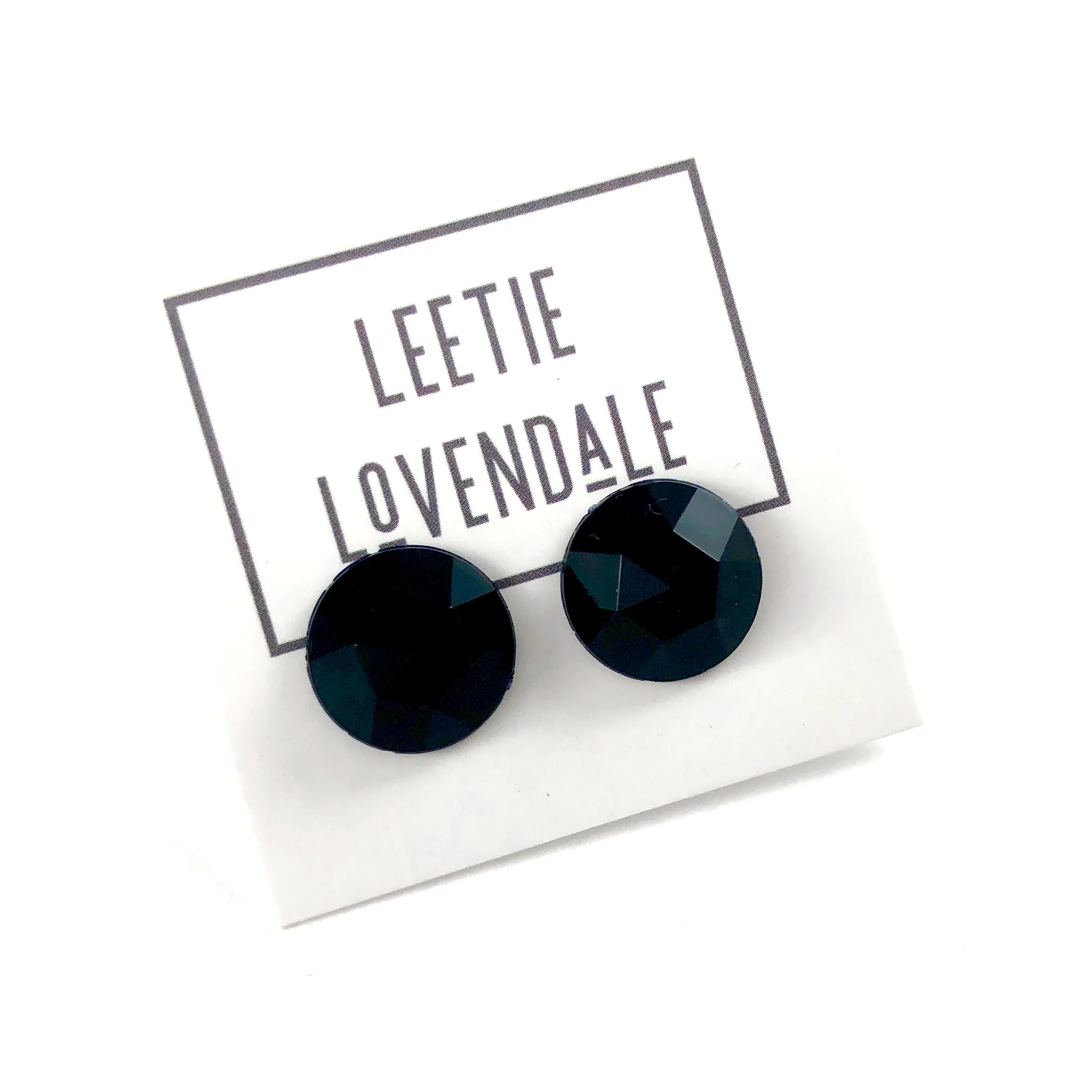 Black Faceted Vintage Lucite Stud Earrings