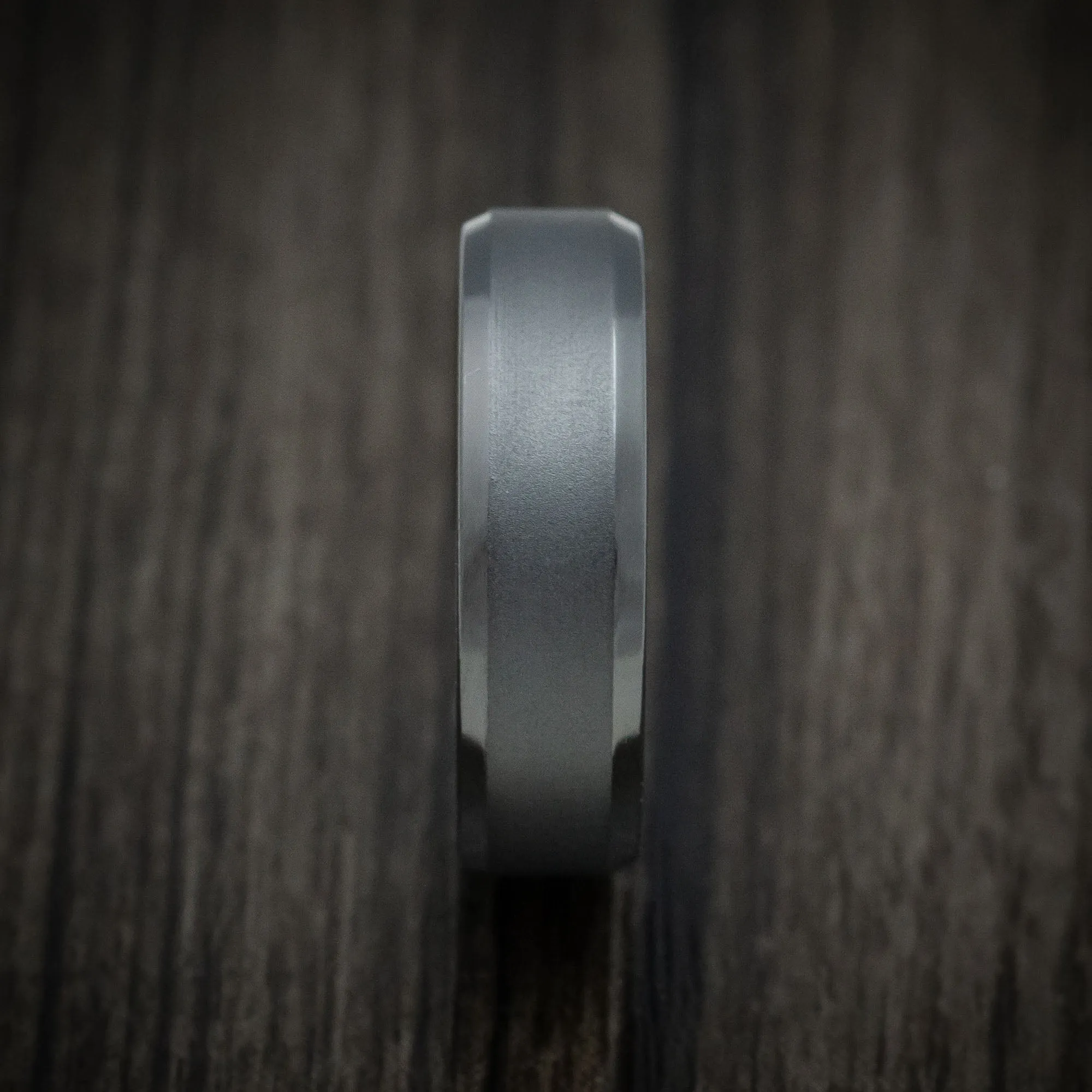 Black Zirconium and Black Mother of Pearl Sleeve Custom Men's Ring