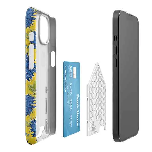 Blue Flowers Yellow Case and Card By Catherine Rowe