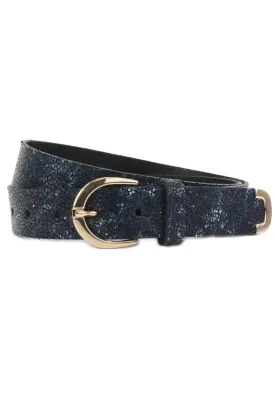 Blue Italian Leather Belt/Ruby
