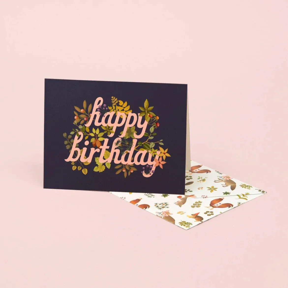 Botanic Birthday Card - Navy