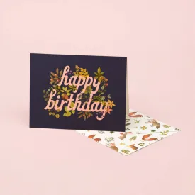 Botanic Birthday Card - Navy