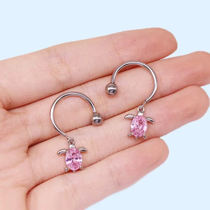 Bow Heart Design Zircon Stainless Steel Nipple Ring