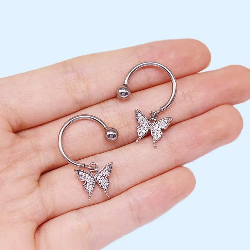 Bow Heart Design Zircon Stainless Steel Nipple Ring