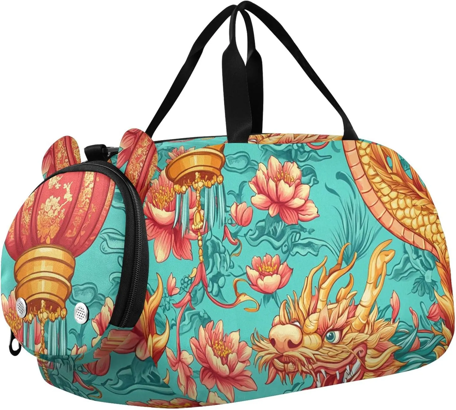 Boys Carry on Duffel Bag Colorful Chinese Dragon Overnight Weekender Duffel Travel Duffle Bags Girls Tote Sports Dance Bag