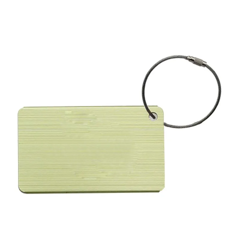 Brushed Metal Luggage Tag With Aeroplane Design
