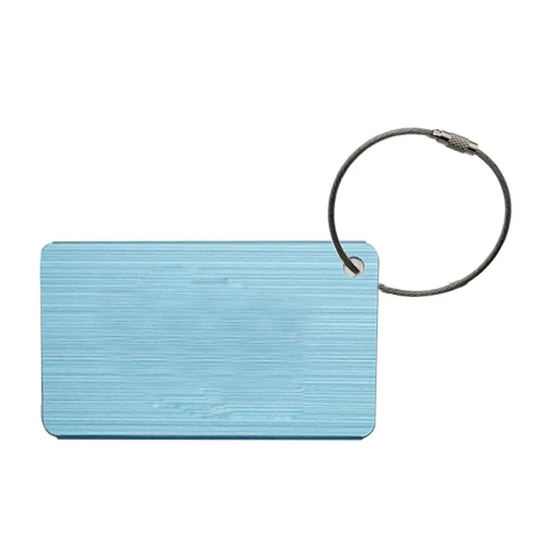 Brushed Metal Luggage Tag With Aeroplane Design