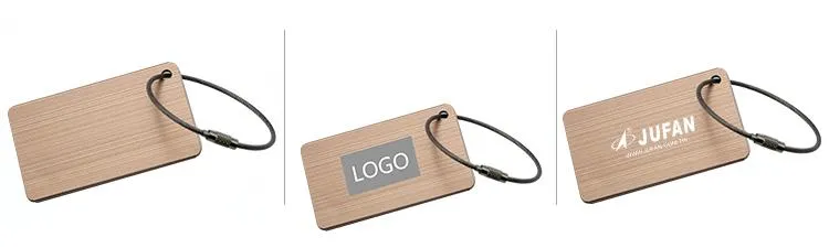 Brushed Metal Luggage Tag With Aeroplane Design