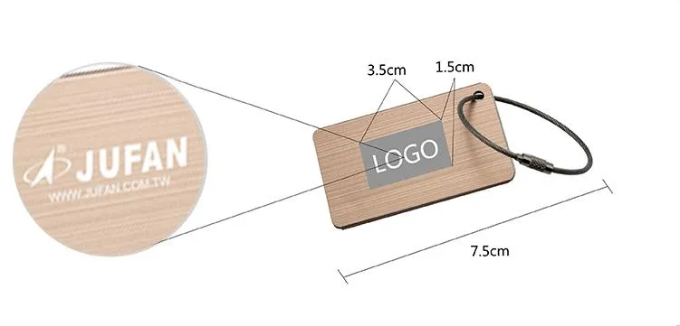 Brushed Metal Luggage Tag With Aeroplane Design