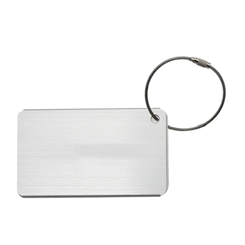 Brushed Metal Luggage Tag With Aeroplane Design