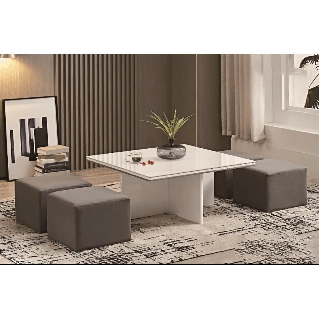 Caius II 4 Seater Coffee Table with Stool