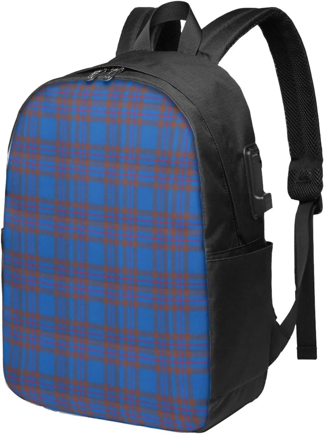 Clan Elliot Tartan Chiffon Usb Travel Laptop Backpack  Durable Polyester Backbag With Charging Port & Headphone Jack