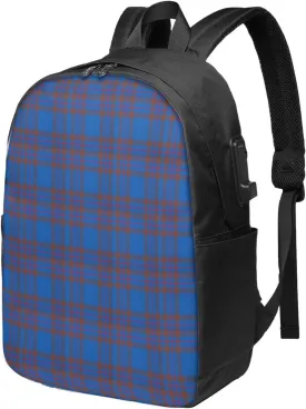 Clan Elliot Tartan Chiffon Usb Travel Laptop Backpack  Durable Polyester Backbag With Charging Port & Headphone Jack