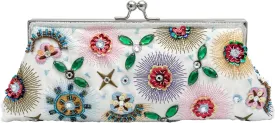 Colorful Floral Leaves Embroidered Sequined Clutch Purse Small Flower Prom Purse Wedding Handbag Women Evening Bag