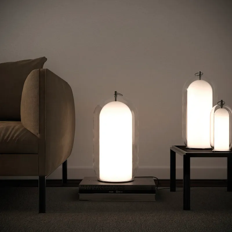 Contemporary Double-Chamber Glass Table Lamp